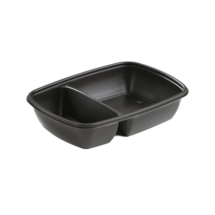 MONOUSO - Envase de Plástico PP Reutilizable Negro 2C 900ml 23x16,5x5cm (300 Uds)
