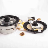 thumbnail of Tapa de sartén, ollas, cacerolas multidiámetro Universal con Borde de Silicona y Cristal con válvula de Vapor – Duroteck