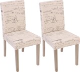 thumbnail of CHEFGASTRO 2er-Set Esszimmerstuhl klassisch und zeitlos HxBxT 90x43x56cm Sitzhöhe 45cm Küchenstuhl Textil mit Schriftzug Beine Struktur - Eiche Creme