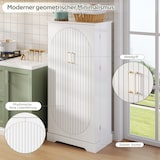 thumbnail of Küchenschrank Weiß 60x35x128 cm mit LED-Sensorleuchte, höhenverstellbaren Einlegeböden und Kippschutz, MDF wasserfest mit Türen und Ablagen