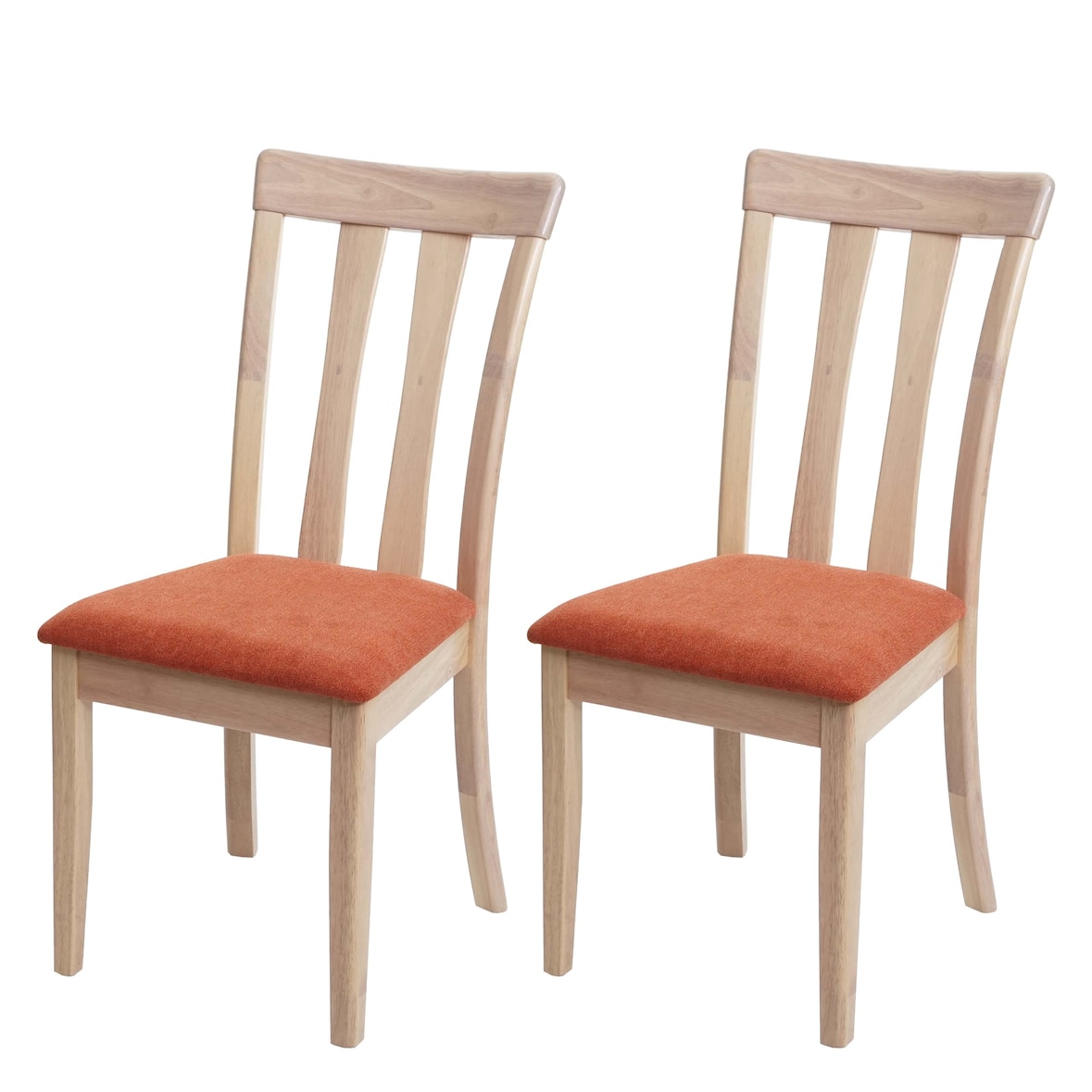 Juego de 2 sillas de comedor HWC-G46, silla de cocina Silla, tela/textil madera maciza ~ estructura de color natural, naranja
