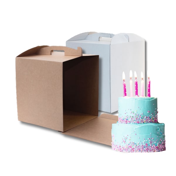 Caixa Cartão Micro Pastelaria Kraft c/Pega s/Janela 32 × 32 × 30 cm