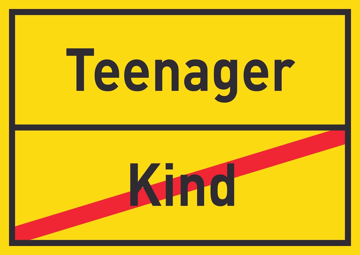 Teenager Kind Schild Ortsschild A2 Rückseite selbstklebend