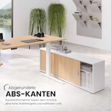 thumbnail of bümö Lowboard Schiebetürenschrank in Weiß/Eiche - Büromöbel Sideboard aus Holz, 160 cm breit, Büroschrank nur 40 cm schmal, Büro Schrank mit