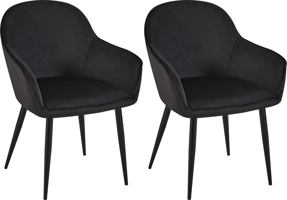 CHEFGASTRO 2er Set Esszimmerstuhl CORDOBA Samt HxBxT 84x60x60cm Samt Schwarz Küchenstuhl