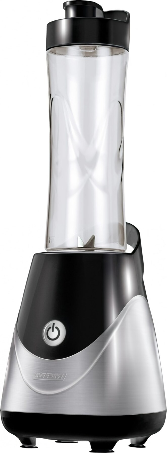 MPM MBL-23M Batidora Vaso Individual Good To Go, Smoothie Maker, 2 Botellas  Portátiles 0,6L, Libre BPA 250W Negro/Plata