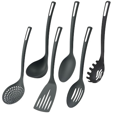 WellHome - Set di 6 utensili da cucina base in PBT nero