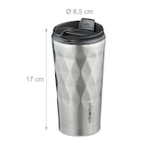 thumbnail of Relaxdays Thermobecher, 350 ml, für Heiß- & Kaltgetränke, dichter Kaffeebecher aus Edelstahl, BPA-frei, silber/schwarz