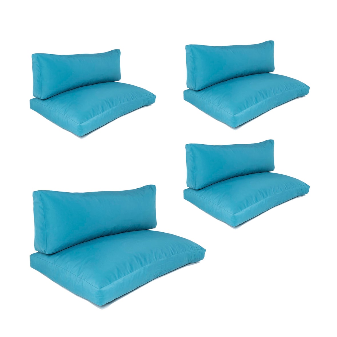 Pack 4 cojines Asiento y respaldo de exterior, Desenfundable, Poliéster 180 gr, Color Turquesa, 120x80x16