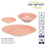 thumbnail of San Ignacio VESSIA - Juego de Vajilla 18 piezas 19/21,5/26cm de Loza con Borde Rosa