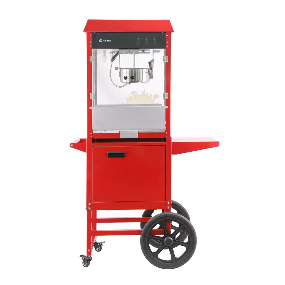 Máquina de palomitas con carro, HENDI, Rojo, 220-240V/1155W, 940x510x(H)1553mm