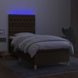 thumbnail of vidaXL Boxspringbett mit Matratze & LED Dunkelbraun 90x190 cm Stoff