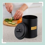 thumbnail of Relaxdays Komposteimer Küche, 2,5 l, kleiner Mülleimer, Deckel und Geruchsfilter, Abfalleimer Biomüll, Stahl, schwarz