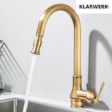thumbnail of JANA | Grifo de cocina extraíble vintage de acero inoxidable de latón antiguo |mezclador arco alto |  alta presión giratorio 360° 2 conexiones