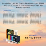 thumbnail of Kompatibel 10er Set Epson Gänseblümchen, T1816, 18XL, C13T18164010 Druckerpatronen Tinte alle Farben von D&C