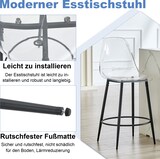 thumbnail of Barhocker 2er-Set Kunststoff transparent mit Metallgestell schwarz, Sitzhöhe 66 cm, pflegeleicht