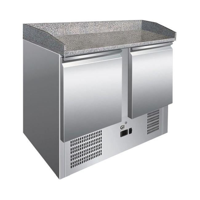 Gastro-Inox Kühltisch mit Marmor-Arbeitsplatte und 2 Türen aus  Edelstahl 900x700x860mm