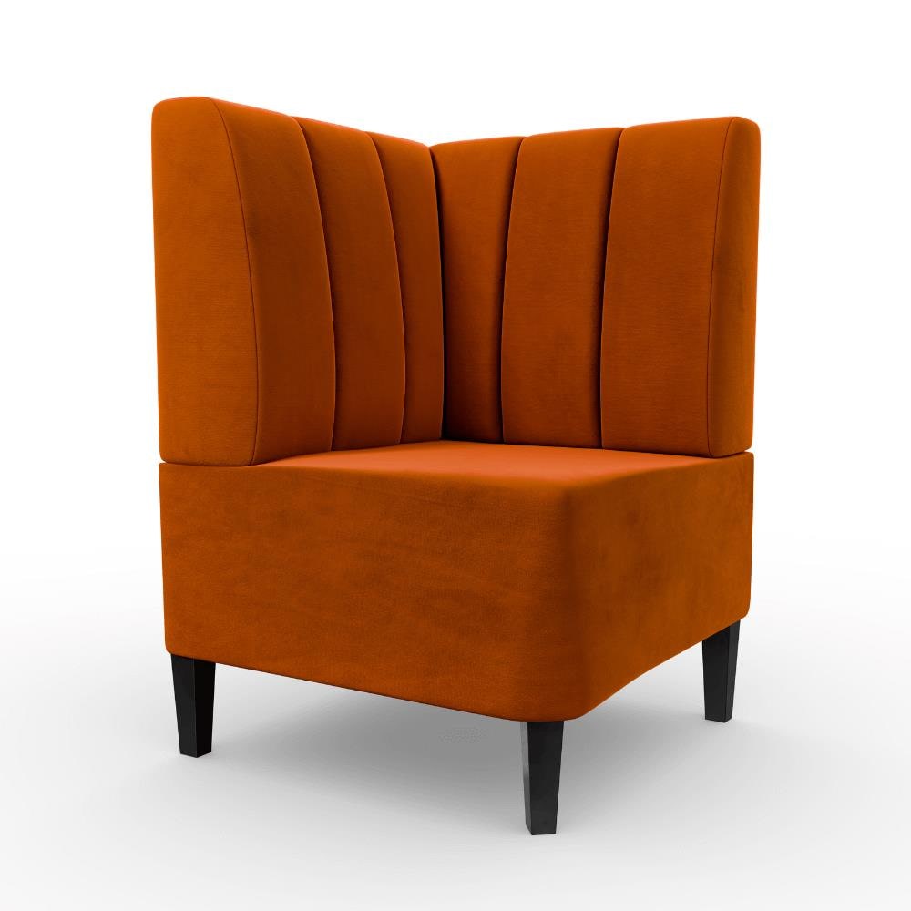 Gastro Eckbank Paris | 64x64 cm | Samtstoff in Orange | Vertikal