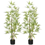 thumbnail of HOMCOM 2 piezas plantas artificiales con maceta plantas sintéticas de bambú con 498 hojas para decoración en salón oficina casa Ø15x120 cm verde