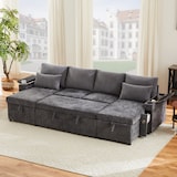 thumbnail of Schlafsofa U-Form mit Stauraum, Getränkehaltern und Kissen – Umwandelbares Sofa 272x131x86 – Modernes Design in Grau