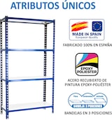 thumbnail of SimonRack Metallregal, 1500x1200x300 mm, 4 Ebenen, Metallboden, 200 kg Biegepunkt, Blau/Weiss - Simonclick