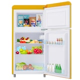 thumbnail of Retro Kühlschrank Gelb 72L Gesamtvolumen 21L Gefrierfach 51L Kühlfach 39dB Doppeltür 46x45x91 cm 120 kWh/Jahr