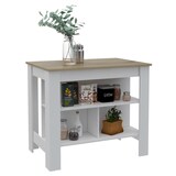 thumbnail of TUHOME Isla de cocina Cala, tres estantes y cuatro patas - Blanco / Duna