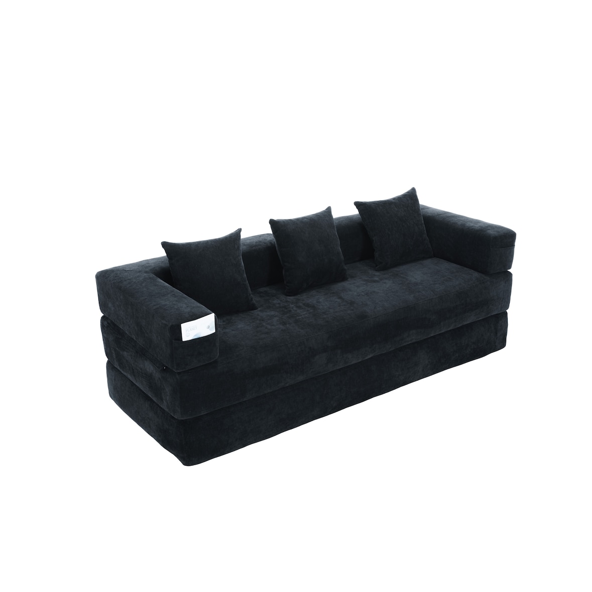 Merax Schlafsofa Modulares 3-Sitzer Sofa mit Seitentaschen – aus Chenille, beliebig kombinierbar, Schwarz