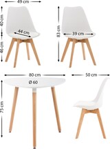 thumbnail of Essgruppe AALEN mit 3 Stühlen 150x150x83cm, Holz, Weiß Esszimmertisch mit Esszimmerstühlen für Esszimmer Küche Wohnzimmer