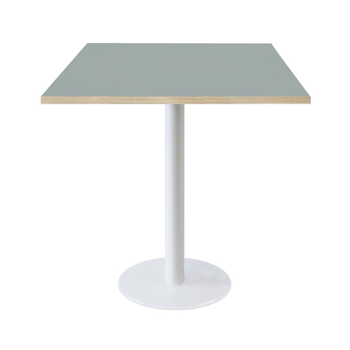 Restootab - Mesa Roma, perna branca, 70x70cm, cinzento médio, bordos em madeira