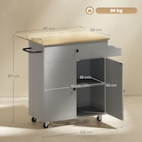 thumbnail of HOMCOM isla de cocina con ruedas ala abatible 2 puertas cajón especiero toallero y estante ajustable 106x42x87 cm gris y roble