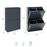 thumbnail of ARREGUI Basic CR604-B Recycling Abfalleimer / Mülleimer aus Stahl mit 4 Inneneimern, 4 Fach Mülltrennsystem, 4 x 17L (68 L) anthrazit/ dunkelgrau