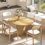 thumbnail of HOMCOM mesa de comedor extensible redonda, 110-150 cm, para 6-8 personas, con base estriada ancha, para salón, 110-150x110x75 cm, madera natural
