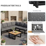 thumbnail of Merax Modulaire tuinloungeset 6-delig, verstelbare rugleuning, 2-in-1 bank & Liegefläche, met tafel & salontafel, grijs