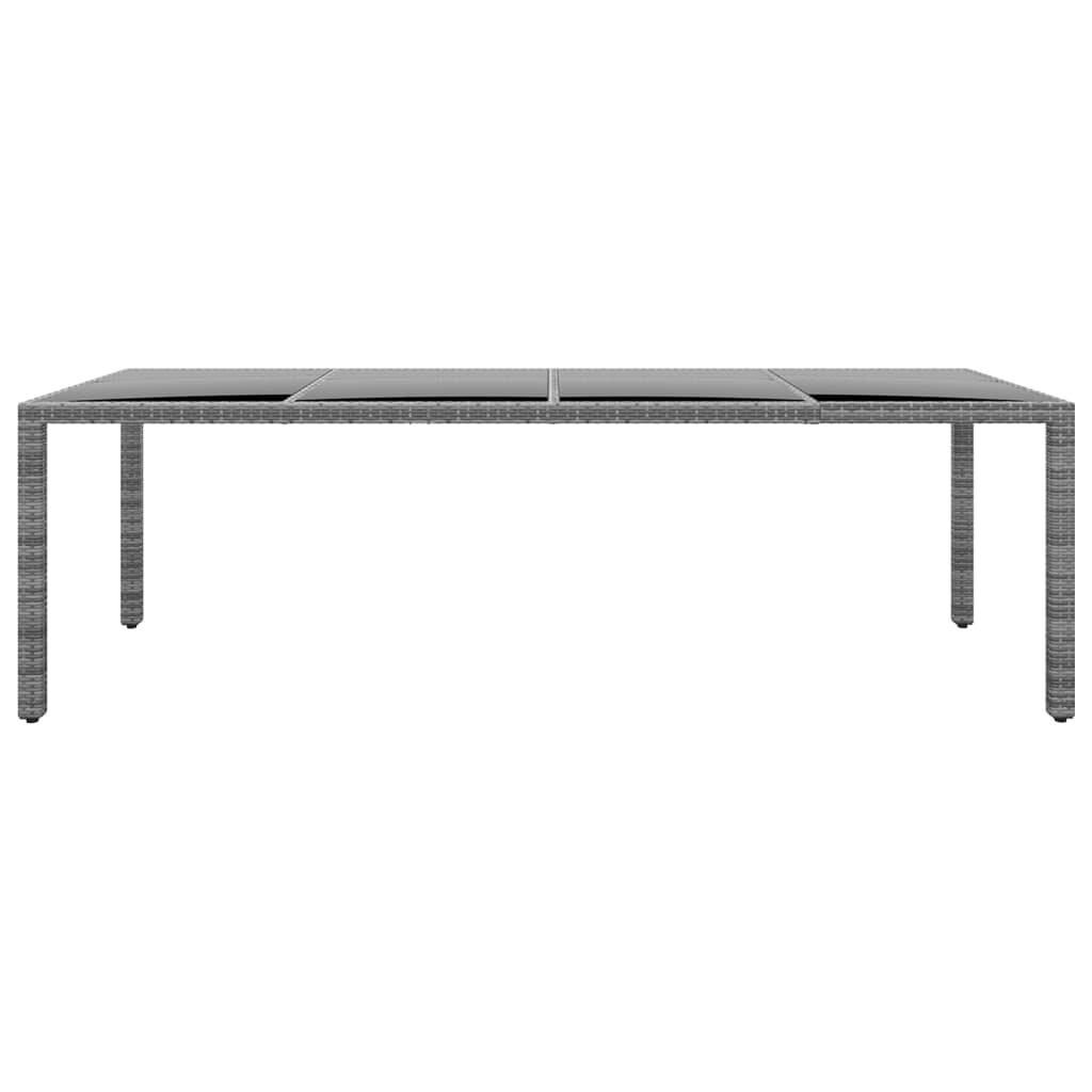 Mesa jardín vidrio templado ratán sintético gris 250x100x75 cm