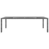 thumbnail of Mesa jardín vidrio templado ratán sintético gris 250x100x75 cm