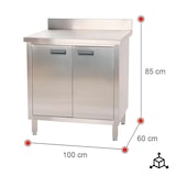 thumbnail of Romux® Mesa de Aço Inoxidável para Hotelaria de Parede com Portas de Batente 1000x600x850 mm Desmontável | Mesa de Trabalho Inox Bar Restaurante