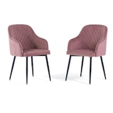 thumbnail of Lot de 2 chaises en velours d’intérieur, dossier haut, pieds en métal, idéales pour cuisine, salle à manger, bar, restaurant – Rose/Gris foncé – Tessa