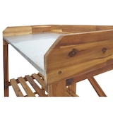 thumbnail of Table à planter HWC-L18, table de jardinage, table à fleurs, étagère à plantes, pliable, en bois d'acacia, certifiée MVG, marron