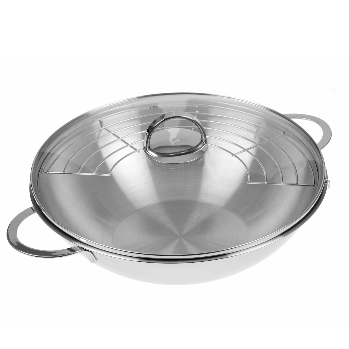 WOK 32 cm mit Glasdeckel und Ablagegitter, Serie Pro-Line