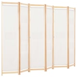 thumbnail of Helloshop26 - Paravent séparateur de pièce cloison de séparation décoration meuble 6 panneaux crème 240 x 170 x 4 cm tissu 0802082