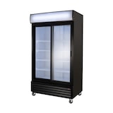 thumbnail of GastroHero Getränkekühlschrank ECO 1000 schwarz mit Schiebetüren, LED-Innenbeleuchtung & Leuchtaufsatz