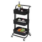 thumbnail of Serveerwagen HWC-C64, keuken trolley bar trolley thee trolley transport trolley ~ zwart met handvat