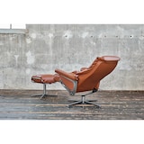 thumbnail of KAWOLA Sessel MODO Relaxsessel drehbar Leder braun mit Hocker