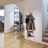 thumbnail of Relaxdays Garderobe mit Ablage, dreiarmiger Bambus Kleiderständer mit 6 Haken, Kleiderablage HxBxT: 171x50x50cm, natur