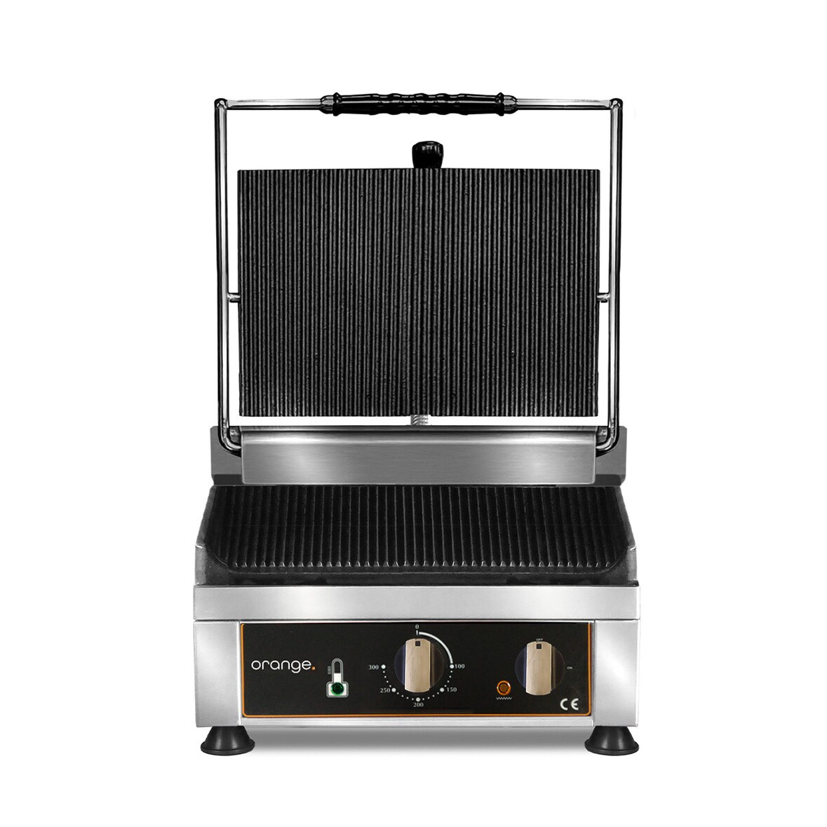 orange Kontaktgrill, 1,75kW, oben/unten gerillt, 290x440x300mm