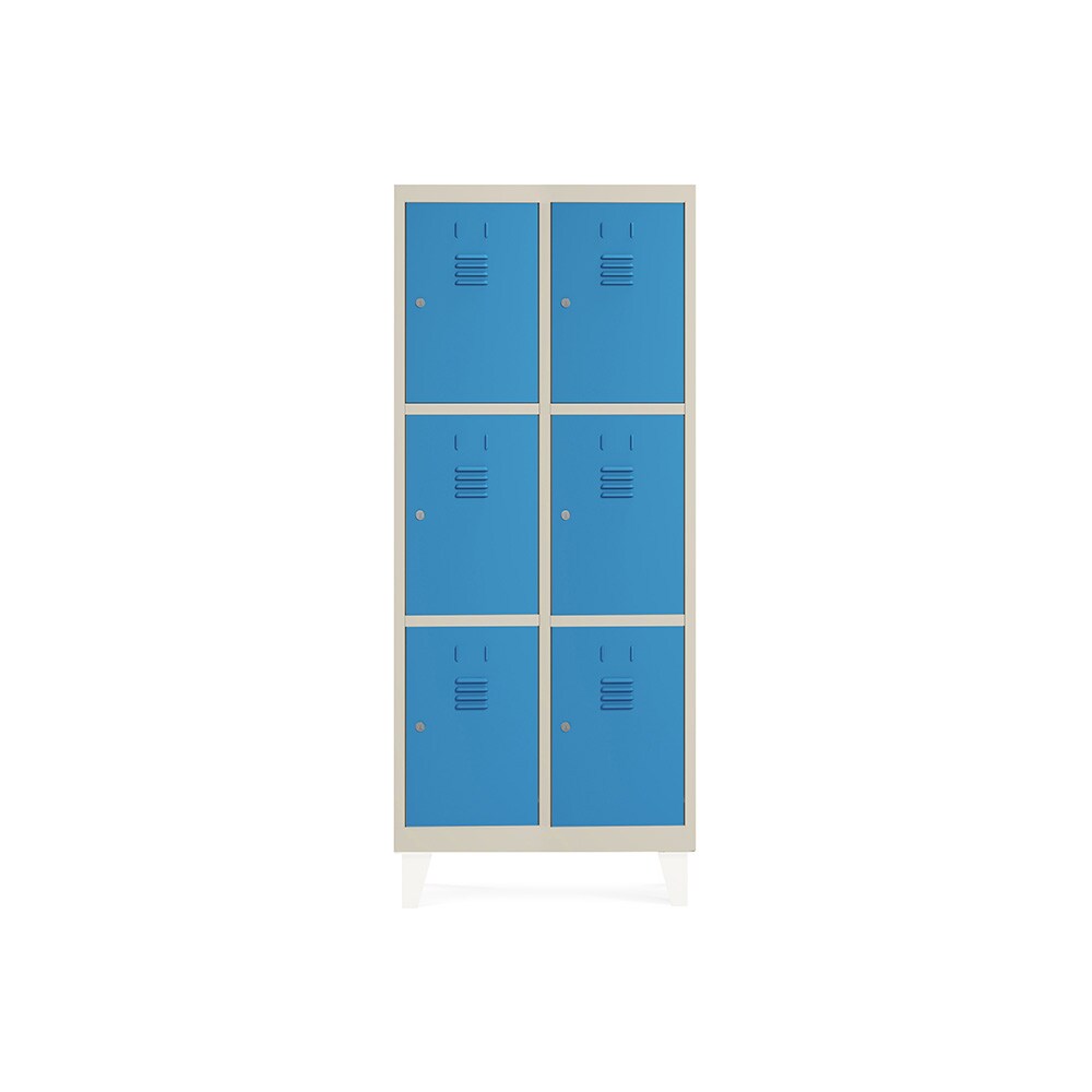 Rocada taquilla soldada 40cm (400mm) 2 módulos 3 puertas cuerpo arena + puertas azul ral5009