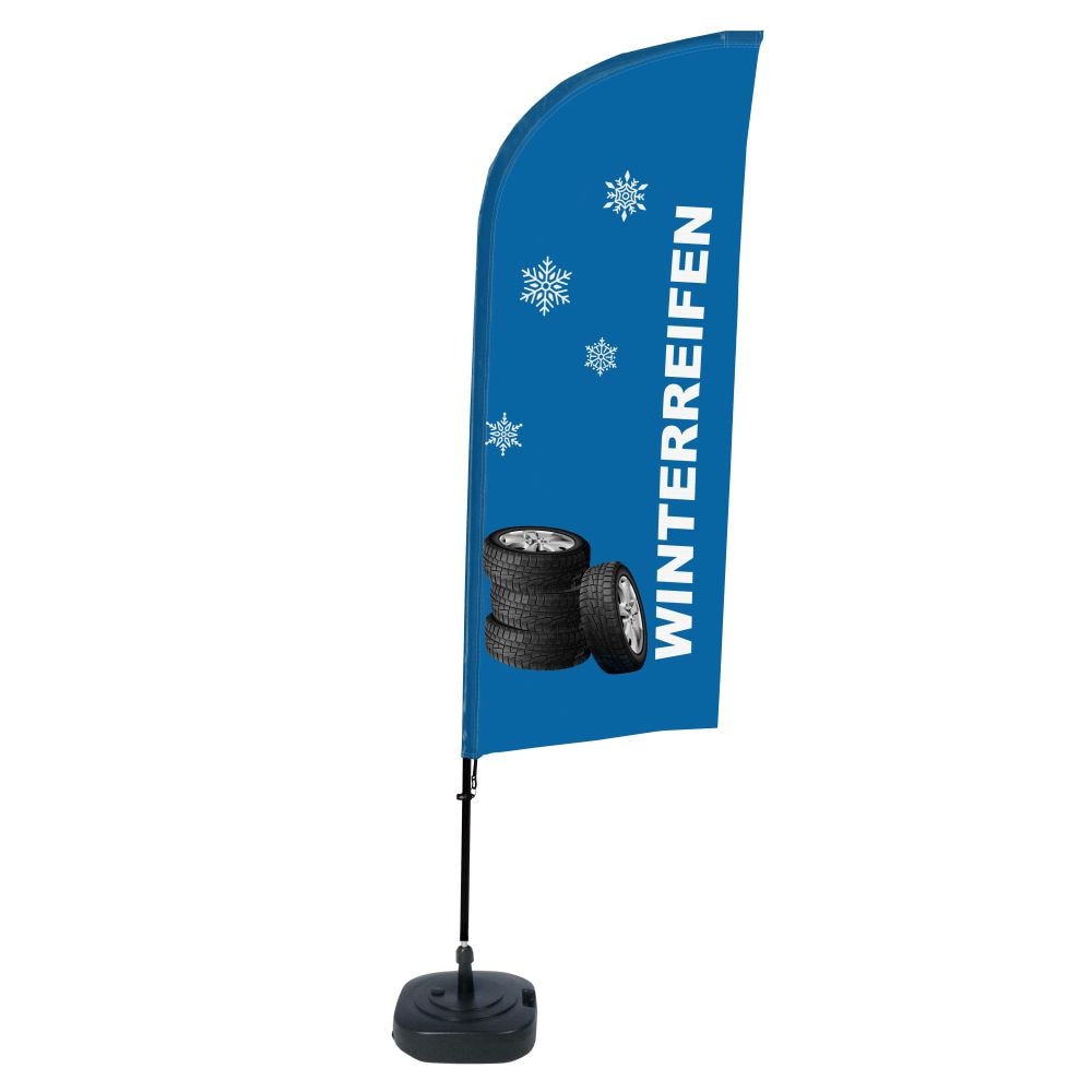 Showdown Beachflag - Komplett-Set - Winterreifen Deutsch - Blau/Schwarz