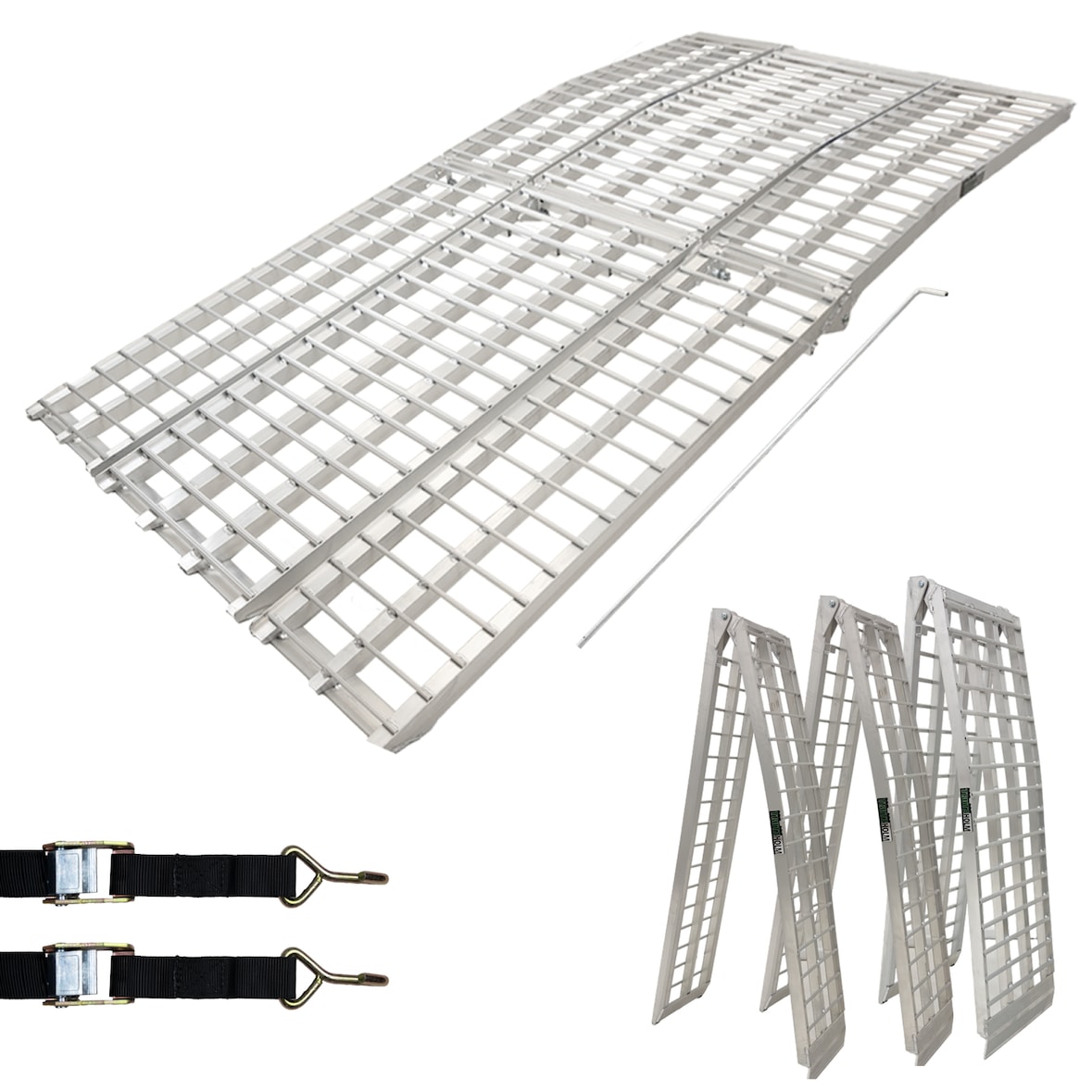 TRUTZHOLM Auffahrrampe 3-teilig klappbar 305 cm Alu grau Motorradrampe Verladerampe Pickup Rampe