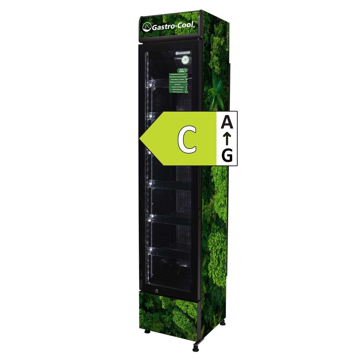 Gastro-Cool – Réfrigérateur étroit avec écran publicitaire en noir / 150l – GCDC130